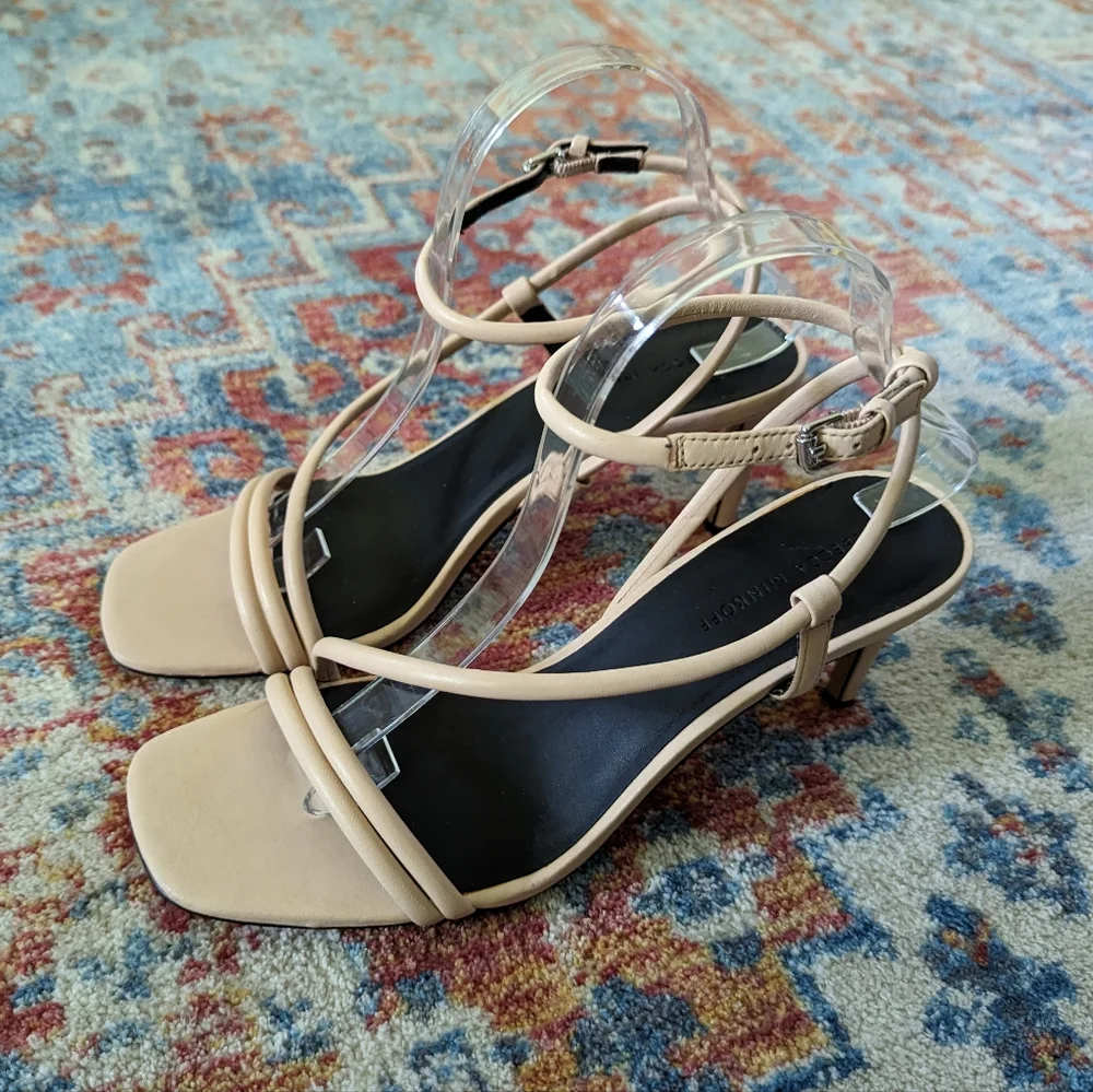 Rebecca Minkoff Women's 10 Nanine Rosewood Cream Leather Strappy Heels Sandals